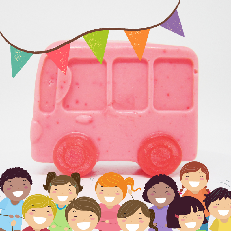 RIMURIMU Handmade Kids Pink School Bus Natural Soap