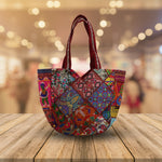 Hand Embroidered Ethnic Shoulder bag | Bohemian bag - Multicolored embroidery patches - 04