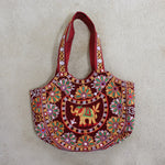 Hand Embroidered Ethnic Shoulder bag | Bohemian bag - Multicolored embroidery patches - 07