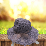 Crochet Crisscross Woven (Floral Ribbon) Straw Hats - Lavender