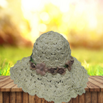 Crochet Crisscross Woven (Floral Ribbon) Straw Hats - Off white