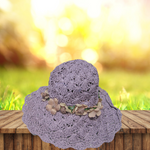 Crochet Crisscross Woven (Floral Ribbon) Straw Hats - Lavender