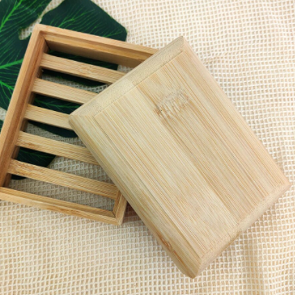 Natural Bamboo Soap Container (Rectangle) with lid