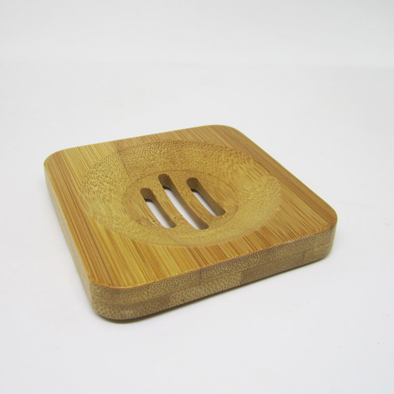 Natural Bamboo Soap Tray - Square with round holder