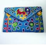 Embroidered Ethnic Boho Shoulder Crossbody Bag - Blue