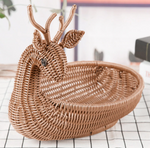 Rattan Woven Fruit Basket - Deer Bread Basket Fruit Bowl/Vegetable Snack Basket