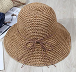 Crochet Woven (Ribbon) Straw Hats - Khaki