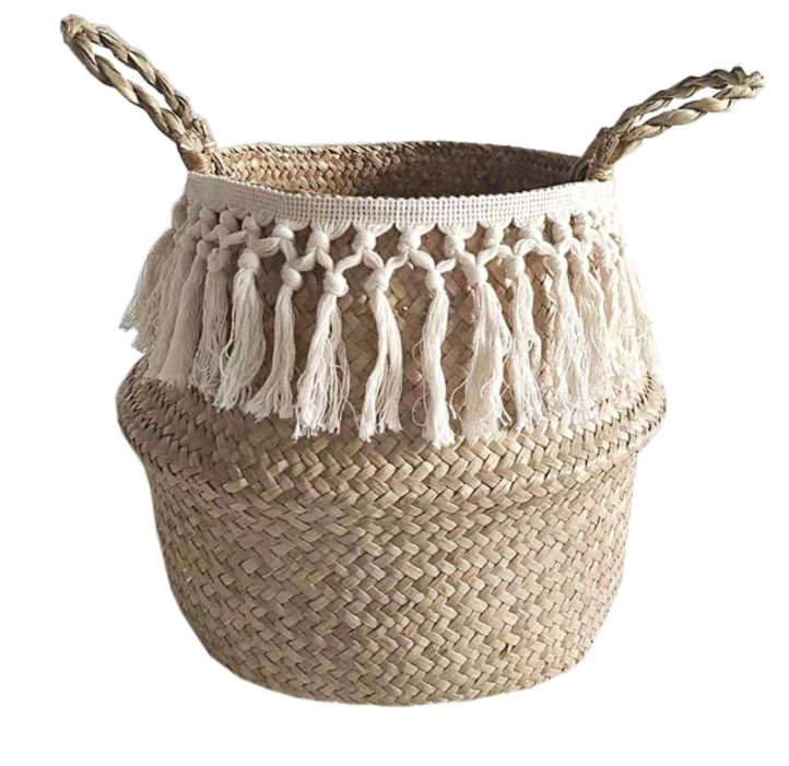 Seagrass Straw Baskets - WITH WHITE TASSEL