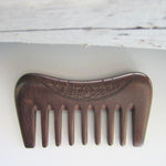 Handmade Sandalwood Wide Tooth Pocket Comb - Ethnic Incised Engraving
