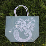 Jute Shopping Bag SeaGrn Mermaid - Big