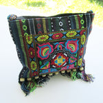 Ethnic Shoulder Bag - Blue with multicolored embroidery