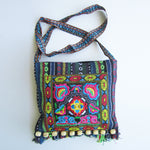 Ethnic Shoulder Bag - Blue with multicolored embroidery