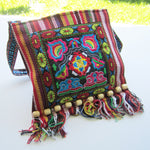 Ethnic Shoulder Bag - Red with multicolored embroidery