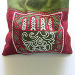 Ethnic Green and Red embroidered silk handbag