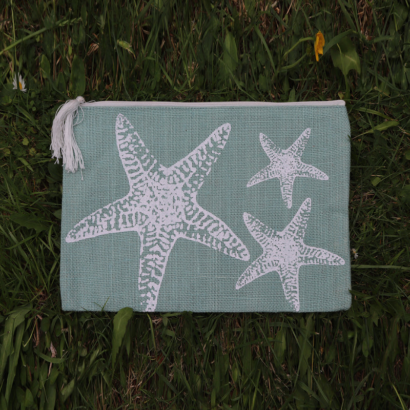 Jute Folder Starfish (Sea Green) - Medium