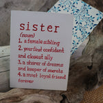 Handmade Relationships cards for Sister - your true first best ally