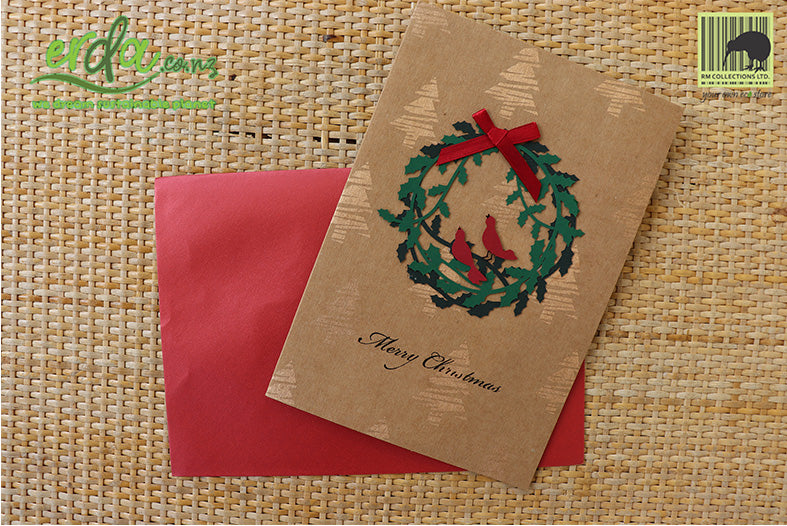 Handmade Handcrafted Bird Flower Paper Christmas Greeting Cards