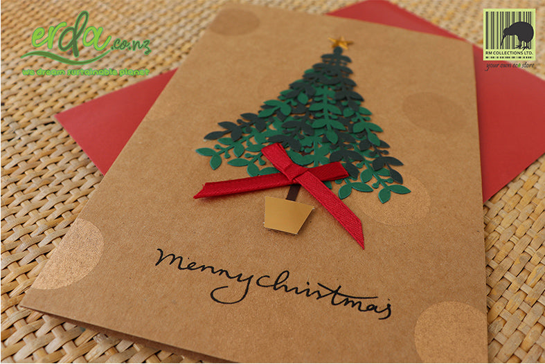 Handmade Handcrafted Christmas Tree Paper Christmas Greeting Cards