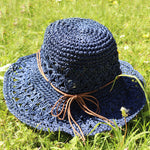Crochet Straw Hats - Navy