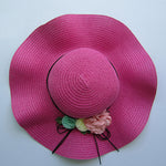 Sensational Straw Hat with flowers - Hot Pink