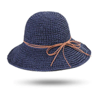 Crochet Woven (Ribbon) Straw Hats - Blue