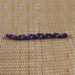 Purple with Green Beads - Handmade Vintage Cloth Bracelets