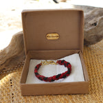Red with Black Beads - Handmade Vintage Cloth Bracelets