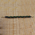 Green with Golden Beads - Handmade Vintage Cloth Bracelets