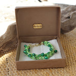 Green with Green Bells - Handmade Vintage Cloth Bracelets