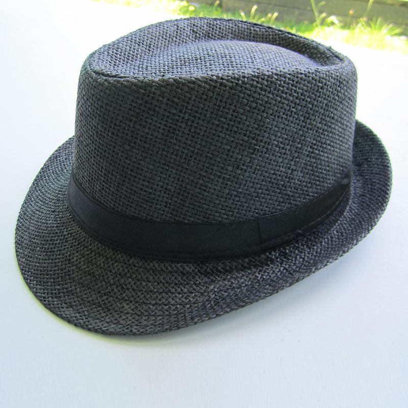 Men Cowboy Straw Hat - Black