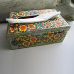 Paper Mache Tissue Paper Box (Grey with yellow flowers)