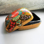 Paper Mache Gift Box - Gold (Red, Blue, Yellow, Grey flowers)