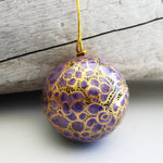 Paper Mache Ball - Purple (Golden flowers)