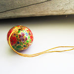 Paper Mache Ball - Gold, Red, Purple, Green and Blue flowers