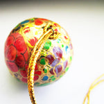 Paper Mache Ball - Gold, Red, Purple, Green and Blue flowers