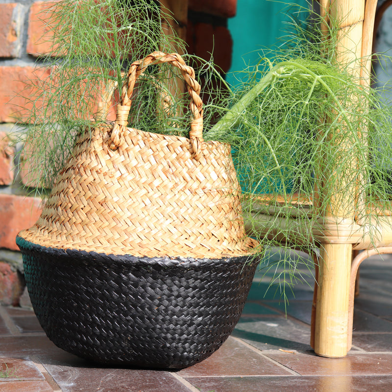 Seagrass Straw Baskets - BLACK