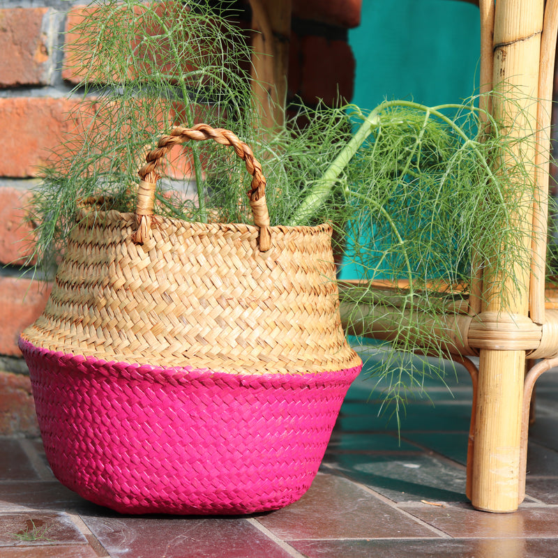 Seagrass Straw Baskets - DEEP RED
