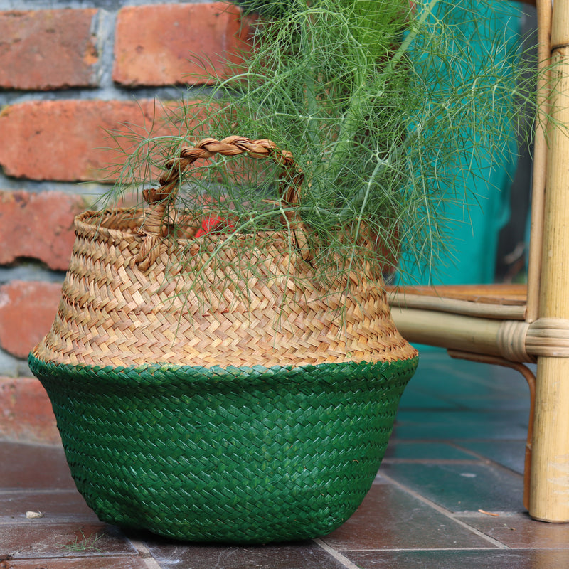 Seagrass Straw Baskets - GREEN