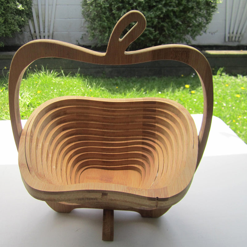 Apple Cut Extendable Bamboo Fruit Basket