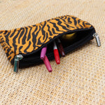 Jute Double zip (small) Pouch Yellow - Blk Stripes