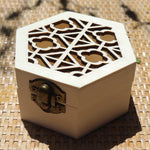 Hexagon Classic Floral Grill Wooden Gift Box