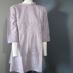 Women Cotton Purple Integrated Long Plated Stripes Top
