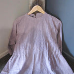 Women Cotton Purple Integrated Long Plated Stripes Top