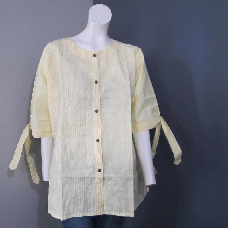 Women Cotton Yellow Striped Top