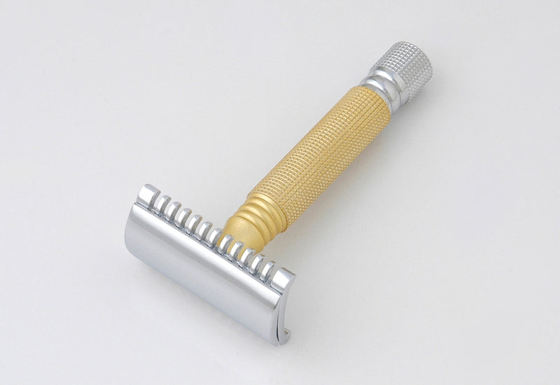 Pearl Double Edge Safety Razor Gold Dots OPEN COMB